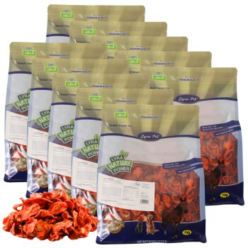Lyra Pet Nature Power 1 kg natürliche Haustierleckerlis, ohne Farbstoffe oder Konservierungsmittel, mit Bildern von Hund, Katze und Pferd auf der Verpackung.
