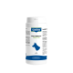 Weiße Canina‑Flasche mit Aufschrift „Canina WELPENKALK TABLETTEN“, blauem Hundesilhouette und „Für Hunde“.