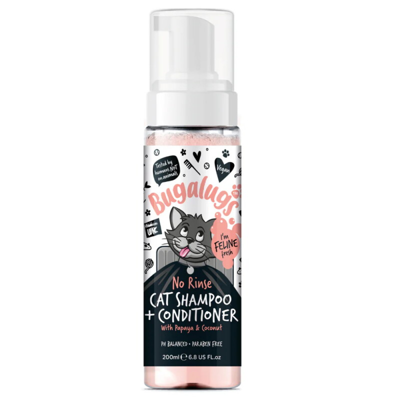 Bugalugs Katzen-Shampoo & Conditioner No-Rinse – Sanfte Reinigung und Pflege für empfindliche Katzen 200ml
