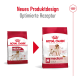 Vergleich der Verpackung von Royal Canin Hundefutter, der ein neues Design und ein optimiertes Rezept für mittelgroße erwachsene Hunde zeigt.