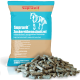 Blau-beiger 20 kg Sack Supravit Zuckerrübenschnitzel Pferdefutter mit Pferdeillustration und Produktdetails.