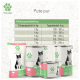 Fellicita Pute pur Katzenfutter: Dosen und Beutel mit schwarz-weißem Katzenbild und deutscher Fütterungstabelle (3–7 kg).