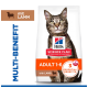 Hill's Science Plan-Katzenfuttersack mit getigerter Katze, beschriftet 'ADULT 1–6', 'mit Lamm', '3 essenzielle Vorteile', 'MULTI-BENEFIT'.