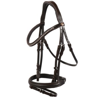 Hans Melzer Trense Calgary englisches Reithalfter braun/silber WB EXTRA (KB-Kaltblut)