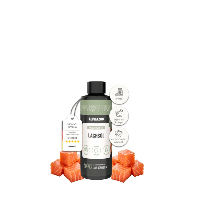 ALPHAZOO Premium Lachsöl für Hunde I Natürliches Omega-3 Fischöl