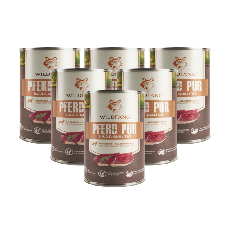 Wildfang Nassfutter Pferd pur - BARF Qualität 6x400 g