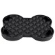 Schwarzer, knochenförmiger Slow-Feeder-Hundenapf mit strukturierter Oberfläche und vier schwarzen Gummigriffen an der Unterseite.