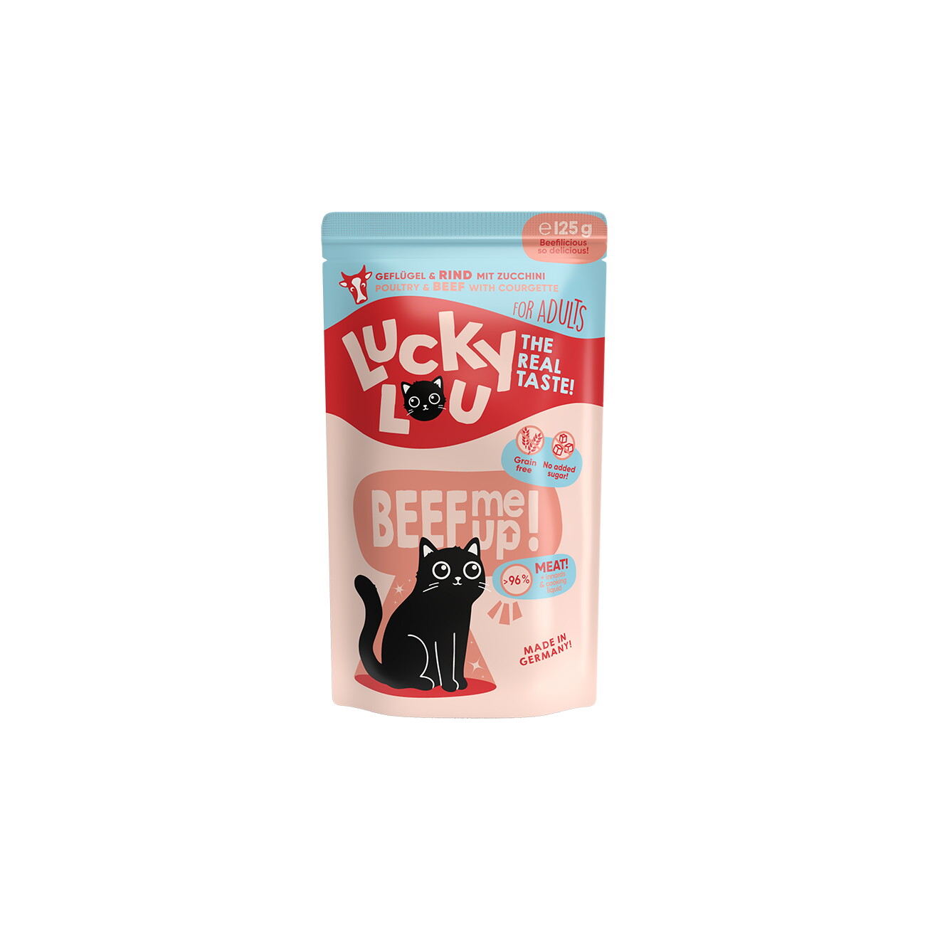 Lucky Lou Nassfutter Katze Adult Geflügel und Rind 32x125 g