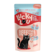 Bunte "Lucky Lou" Tierfuttertüte mit einer schwarzen Katze, Rindfleisch mit Zucchini, getreidefrei, 96% Fleisch, und Text "BEEF me up!" und "Hergestellt in Deutschland!"