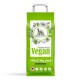Grüne Tüte mit deutschem Shephy veganem Hundefutter für Erwachsene, mit einem Logo, "Getreidefreies Rezept" und Text, der besagt, dass es einen insgesamt gesunden Hund unterstützt.
