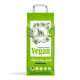 Grüne Tüte mit deutschem Shephy veganem Hundefutter für Erwachsene, mit einem Logo, "Getreidefreies Rezept" und Text, der besagt, dass es einen insgesamt gesunden Hund unterstützt.