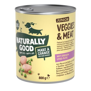 Nassfutter Hund Veggies & Meat Junior Süßlupinen und Pute 24x800 g