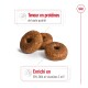 Trois friandises rondes pour chiens brunes avec le texte : "Protéine de haute qualité" et "Enrichi en EPA, DHA et vitamines C et E."