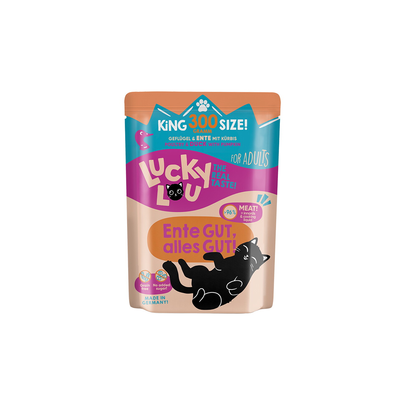 Lucky Lou Nassfutter Katze Adult Ente und Geflügel 6x300 g