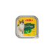 JOSI Katzen-Pâté mit Huhn, 100g, mit einer Katzenillustration, gekennzeichnet als geeignet für Erwachsene, zuckerfrei und getreidefrei.