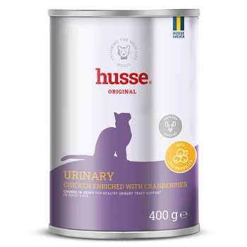 Hundefutterbeutel mit der Aufschrift 'Opus Ocean' von Husse, mit einem symbol für getreidefrei, 82% tierisches Protein und Ansprüchen auf hohen Protein- und Fettgehalt.