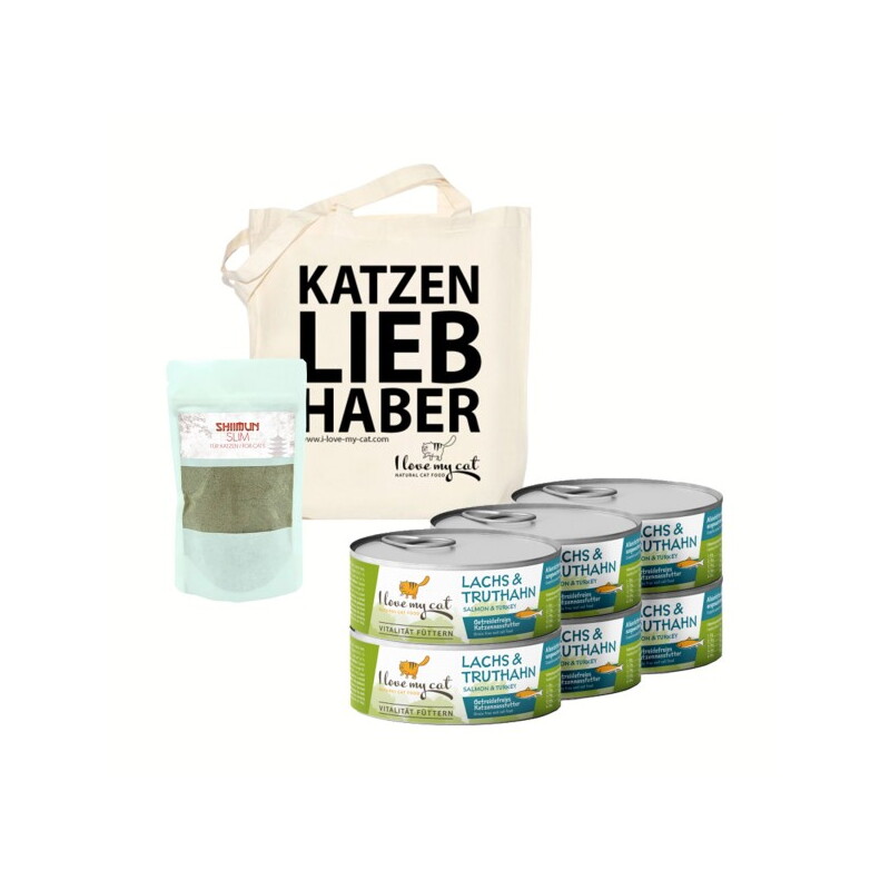 I love my cat Futterset Katzenfutter Nass mit Lachs und Truthahn für Katzen mit Gewichtsproblemen