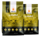 Zwei Beutel Balloony Lamb Superfood für Hunde, mit einer Schafillustration, ernährungsphysiologischen Angaben und dem Text 'Für die Verdauungsbalance formuliert'.