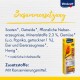 Vitakraft Haustierfutterverpackung mit einem bunten Kanarienvogel, der Zutaten wie Samen, Getreide, Gemüse und Honig auflistet, mit einem Hinweis zu Konservierungsstoffen.