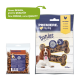 Premiere I Love My Dog Bonies Hundeleckerlis, 200g Packung, zeigt ein Hundebild und zweisprachigen Text über Design und Qualität.