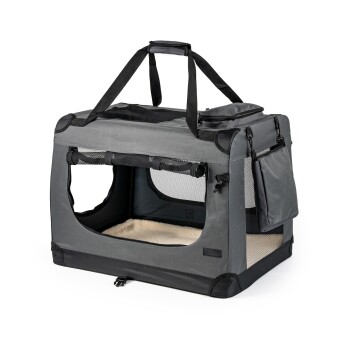 Transportbox für Haustiere Grau und Schwarz 48x32x31 cm PP