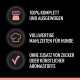 Bild zur Förderung von Hundefutter mit Text: "100% komplett und ausgewogen," "Nahrhafte Mahlzeiten für Hunde," "Kein Zucker oder künstliche Aromen hinzugefügt."