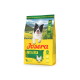 Josera Light & Vital Hundefutterbeutel für erwachsene Hunde mit schwarz-weißem Hund, Hühnerbild und Text "Deutsche Qualität", "Alle Größen" und "72% tierisches Protein."