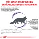 Silhouette einer Katze mit deutschem Text zur Zahnpflege und Harnwegsgesundheit, der die Notwendigkeit regelmäßiger Zahnhygiene hervorhebt.