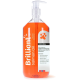 Brilliant Lachsöl-Flasche mit Pumpverschluss, orangefarbene Flüssigkeit, Etikett mit Pfotenabdruck, für Hunde und Katzen, unterstützt Gelenke, Fell, Pfoten, Appetit.