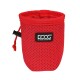 Rote Hundeleckerli-Tasche mit einem Mesh-Design, mit einem schwarzen Etikett, das "DOOG DOG OWNERS OUTDOOR GEAR" liest.