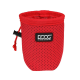 Rote Hundeleckerli-Tasche mit einem Mesh-Design, mit einem schwarzen Etikett, das "DOOG DOG OWNERS OUTDOOR GEAR" liest.