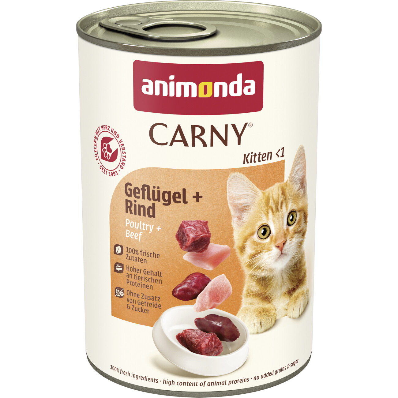 animonda Carny Nassfutter Katze Kitten Geflügel und Rind 12x400 g