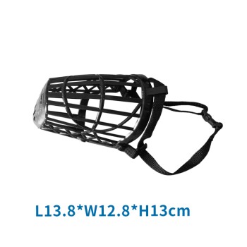 Schwarze Hundemaske mit robustem Design, Maße L13.8*B12.8*H13cm, vor einem weißen Hintergrund präsentiert.