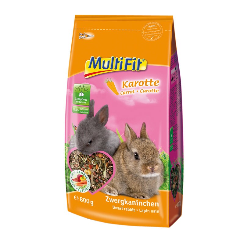 MultiFit voor dwergkonijnen met wortelen 800 g