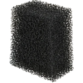 Zwarte huisdierenwas spons met een poreuze, gestructureerde oppervlakte, ontworpen voor het schoonmaken en baden van huisdieren.