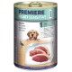 Dosen-Hundefutter "Premiere Meati Sensitive" mit reinem Entenfleisch, beschriftet mit "0% Kohlenhydrate", ideal für Hunde mit empfindlichem Magen.