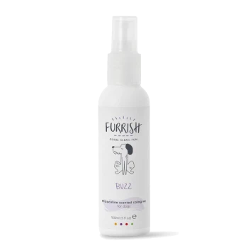 White spray bottle of Furrish "Buzz" masculine-scented cologne for dogs, 150 ml (5 fl oz)