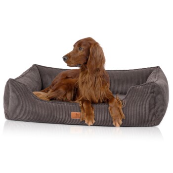 orthopädisches Hundebett aus Cord mit Handwebcharakter Nunavut braun/ grau XL