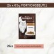 Purina Gourmet A la Carte Katzenfutter‑Beutel, weiße langhaarige Katze und Teller mit Futter; sichtbarer Text ‚26 x 85g PORTIONSBEUTEL‘