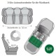 Tabelle mit Größenempfehlungen für eine 3-Sitzer-Autoschutzhülle von Doctor Bark, die Abmessungen und Beispiel-Automodelle für kleine bis große Größen auflistet.