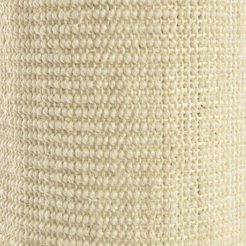 Nahaufnahme eines strukturierten, beigen gewebten Stoffes, wahrscheinlich verwendet für Haustierzubehör oder Möbel.