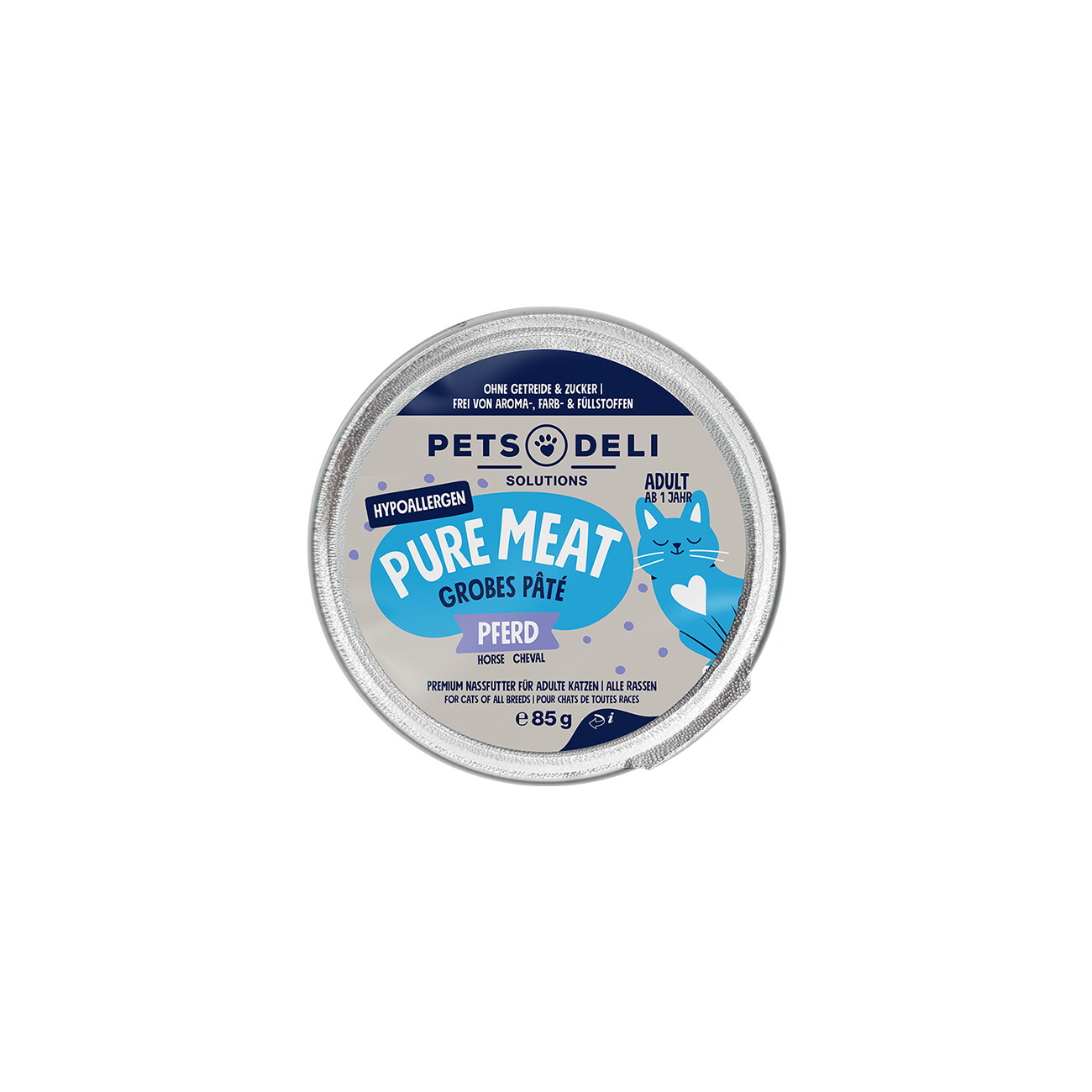 Pets Deli Pure Meat Nassfutter Katze Adult, Hypocare, Pferd 12x85 g