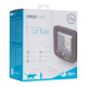 SureFlap Mikrochip-Katzenklappenverpackung, die eine transparente Klappe zeigt und Funktionen wie selektiven Zugang und Mikrochip-Kompatibilität hervorhebt.