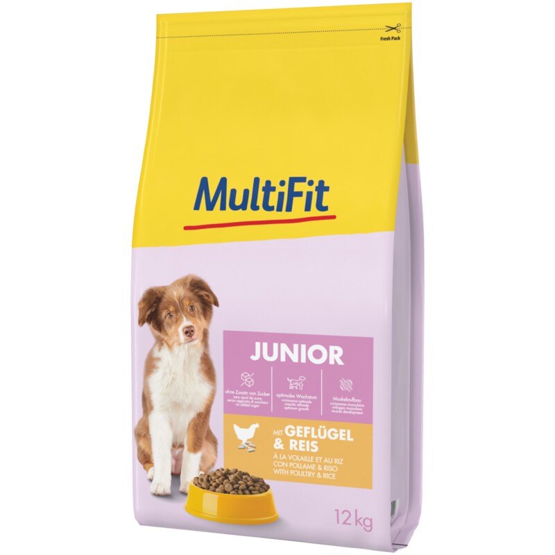 MultiFit Droogvoer Hond Junior, met Gevogelte & Rijst 12 kg