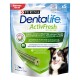 Sac de bâtonnets dentaires Purina DentaLife ActivFresh, bâtonnets verts illustrés, taille moyenne 12–25 kg, x5, « Soins bucco-dentaires quotidiens ».
