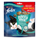 Emballage coloré de Purina Felix Party Mix avec un chat noir et blanc joueur, étiqueté "MAXI PACK 200 g" et comportant un texte en allemand.