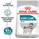 Torba karmy dla psów Royal Canin Joint Care Maxi z ilustracją syberyjskiego husky, z tekstem podkreślającym wsparcie stawów i 97% satysfakcji właścicieli.