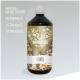 Eine "LEINÖL" Leinsamenölflasche mit Tierikonen, beschriftet mit "ALPHA-LINOLSÄURE," "VITAMIN A," "VITAMIN E," und "VITAMIN D."