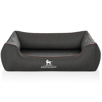 Orthopädisches Hundebett Amelie aus Velours mit Handwebcharakter schwarz M-L