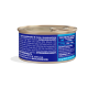 Boîte bleue de nourriture pour chats avec un texte allemand détaillant les ingrédients et les instructions d'alimentation, y compris du thon, du bouillon de poisson et une analyse nutritionnelle.